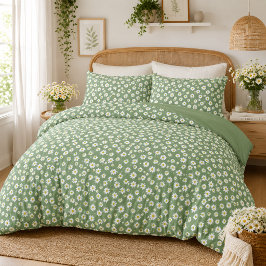 Boho-Daisy-Blumenmuster Grün Kissenbezug
