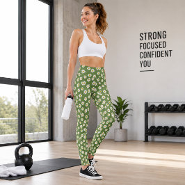 Boho-Daisy-Blumenmuster Grün Leggings