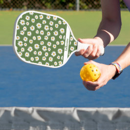 Boho-Daisy-Blumenmuster Grüner Name Pickleball Schläger