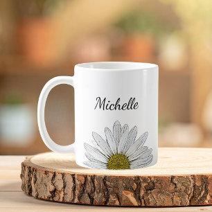 Boho Daisy Botanical Floral Niedlich Girly Kaffeetasse