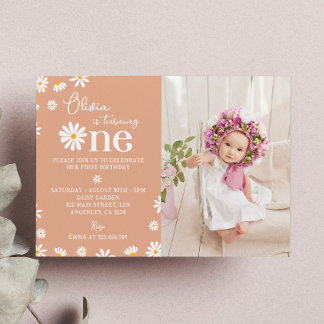 Boho Daisy Einladung zum 1. Geburtstag