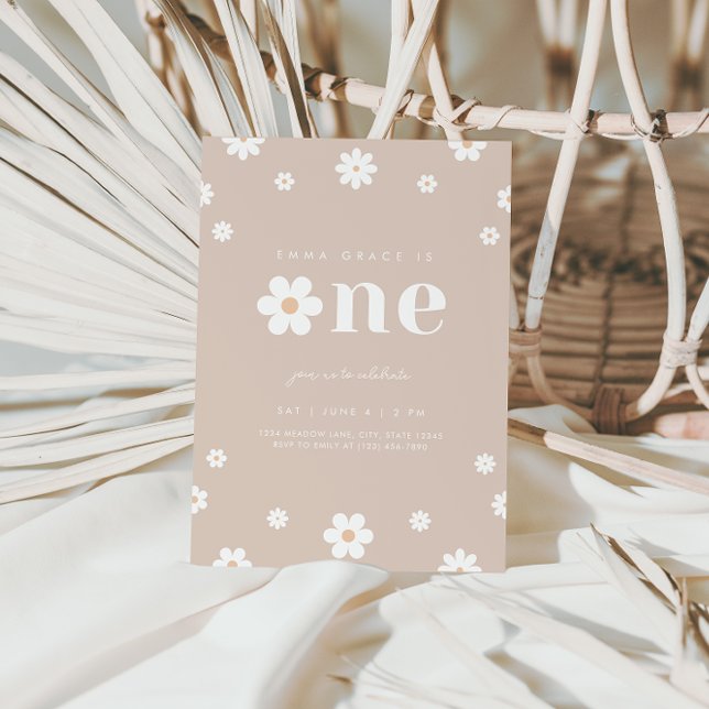Boho Daisy Einladung zum ersten Geburtstag (Von Creator hochgeladen)