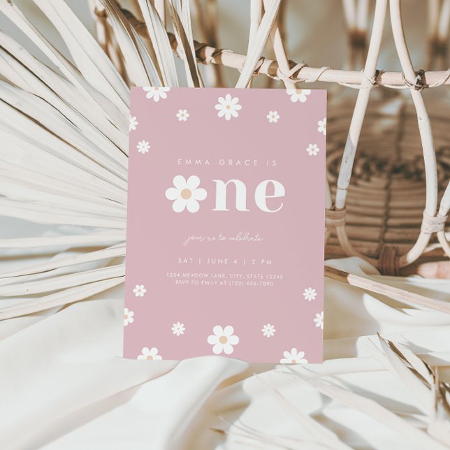 Boho Daisy Einladung zum ersten Geburtstag (Von Creator hochgeladen)
