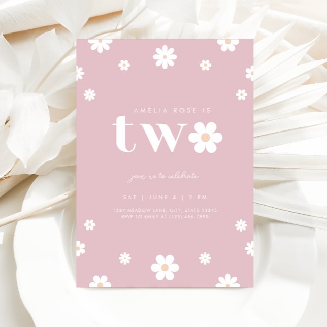 Boho Daisy Einladung zum zweiten Geburtstag (Von Creator hochgeladen)