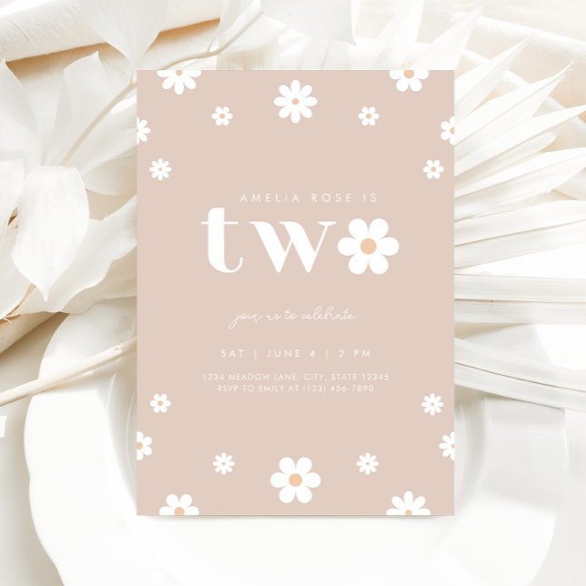 Boho Daisy Einladung zum zweiten Geburtstag (Von Creator hochgeladen)