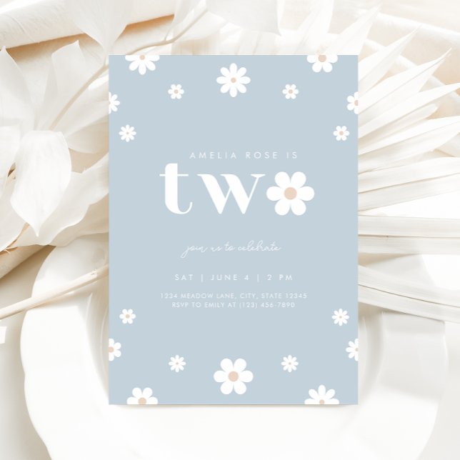 Boho Daisy Einladung zum zweiten Geburtstag (Von Creator hochgeladen)