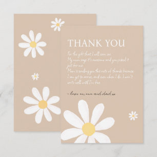 Boho Daisy Floral Baby Shower Dankeskarte