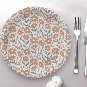 Boho Daisy Floral Blume Pappteller
