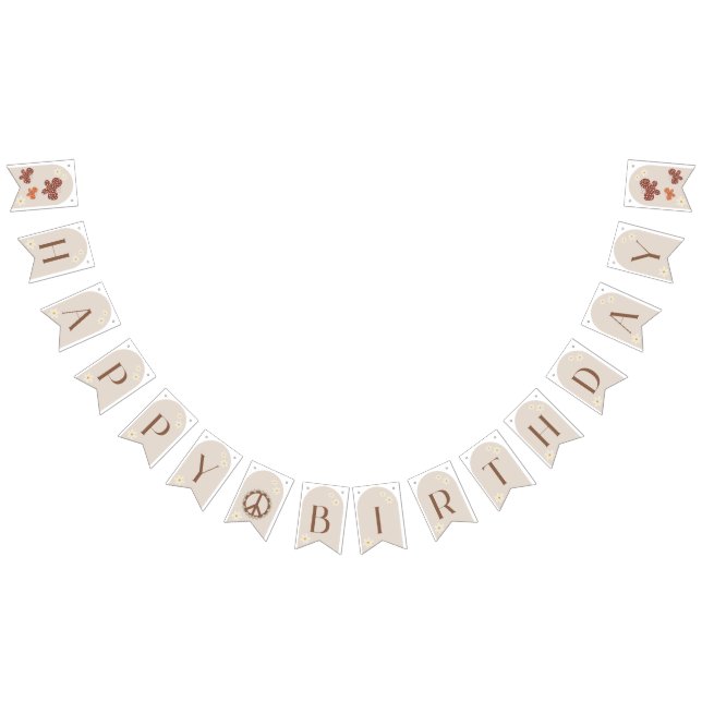 Boho Daisy Floral Happy Birthday Bunting Sign Wimpelkette (Alle)