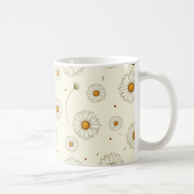 Boho Daisy Floral-Minimalistisch Frühjahr Bloom Ae Kaffeetasse (Rechts)