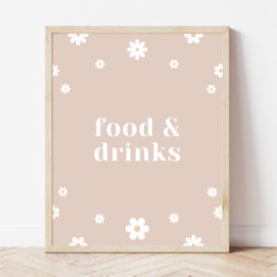 Boho Daisy Food & Drinks Geburtstagsparty Unterzei Poster