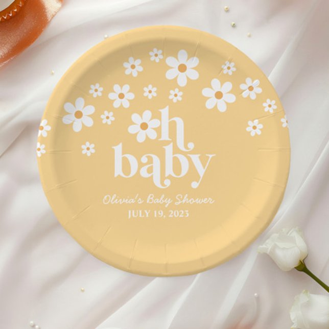 Boho Daisy gelbe Babydusche Pappteller (Von Creator hochgeladen)
