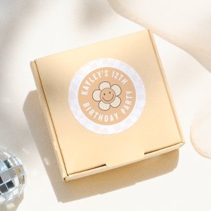 Boho-Daisy-Groovy-Retro-Mädchen-Geburtstagsfeier Runder Aufkleber