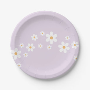 Boho-Daisy-Lilac-Baby-Shower-Papierteller Pappteller