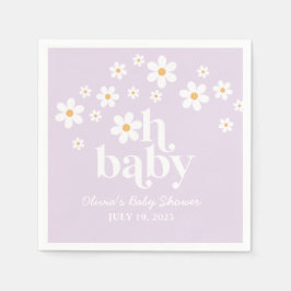 Boho Daisy lilac Baby Shower Serviette