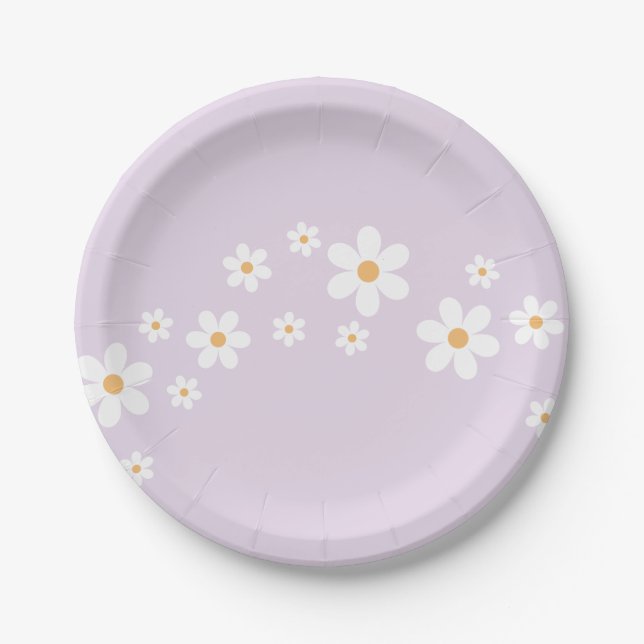 Boho Daisy lilac Baby Showpaper Teller (Vorderseite)