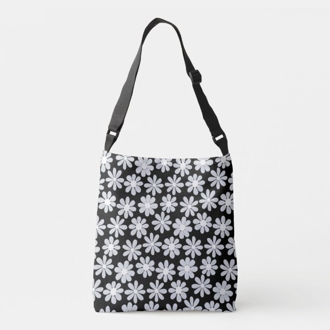 Boho Daisy Originalkunst Tragetaschen Mit Langen Trägern (Rückseite)