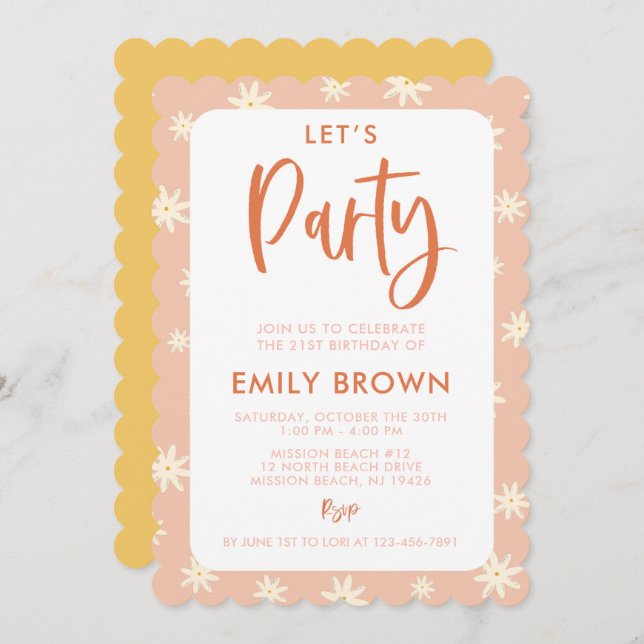 Boho Daisy Party für jedes Alter oder jede Veranst Einladung (Vorne/Hinten)