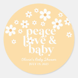 Boho Daisy Peace Liebe baby gelb Runder Aufkleber