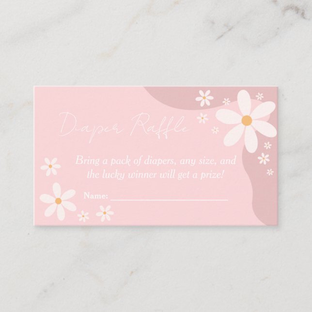 Boho Daisy Pink Baby Girl Dusche Windelwanne Raffe Begleitkarte (Vorderseite)