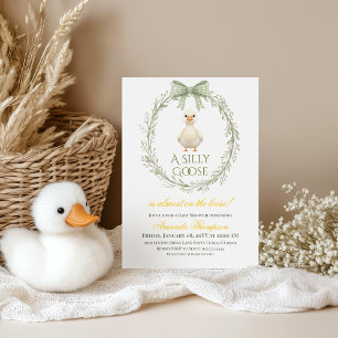 Boho Daisy Sage Grün Silly Goose Babyparty Einladung