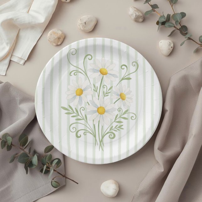 Boho Daisy Silly Goose Sage Grün Baby-Party Pappteller (Von Creator hochgeladen)