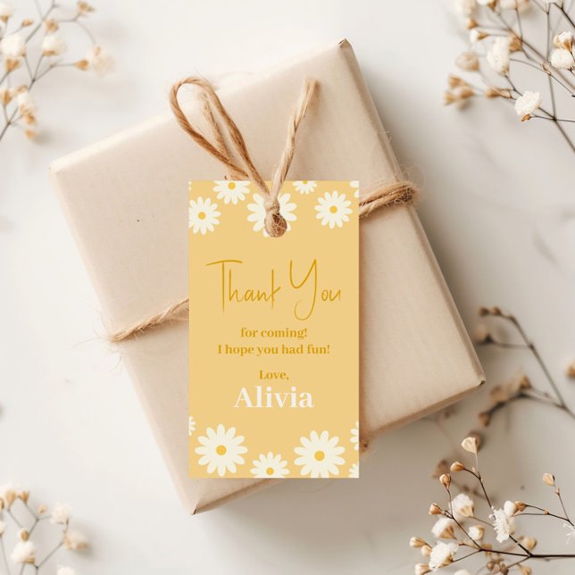 Boho Daisy Two Floral Golden Bohemisch 2. Geburtst Geschenkanhänger (Von Creator hochgeladen)