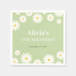 Boho Daisy Two Floral Green Bohemisch 2. Geburtsta Serviette