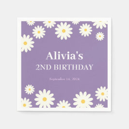 Boho Daisy Two Floral Lila Bohemisch 2. Geburtstag Serviette