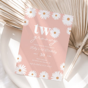 Boho Daisy Two Groovy 2. Geburtstag Party Einladung