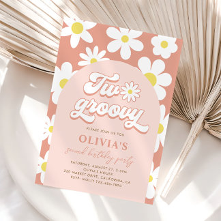 Boho Daisy Two Groovy 2. Geburtstag Party Einladung