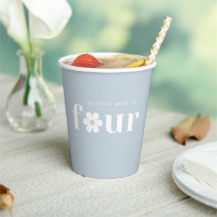 Boho Daisy Vierter Geburtstagsparty-Cup Pappbecher