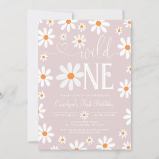 Boho Daisy Wild 1. Geburtstagsfeier Party Einladun Einladung