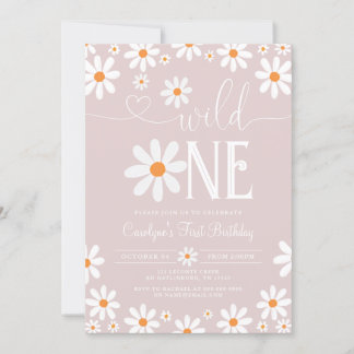 Boho Daisy Wild Einladung zum 1. Geburtstag