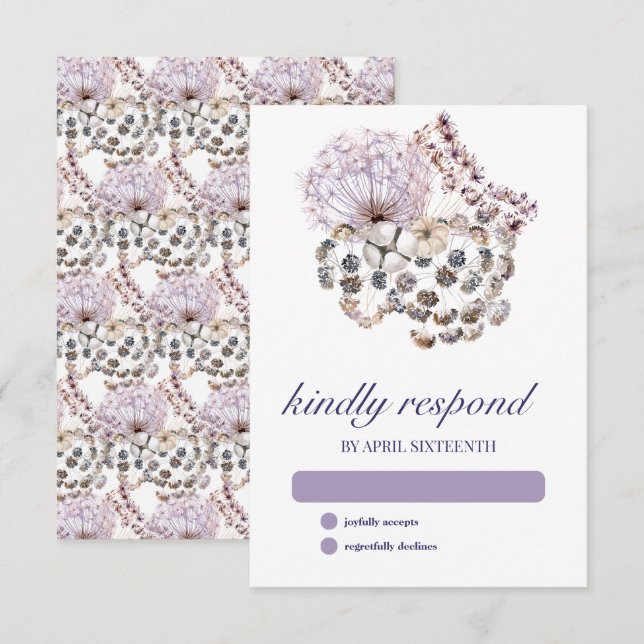 Boho Dandelion Floral Pagan Handfasting RSVP Karte (Vorne/Hinten)
