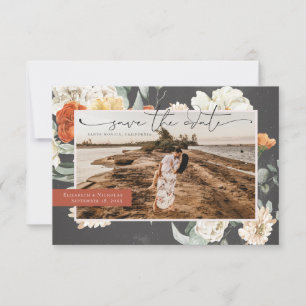 Boho Dark Floral Greenery   Foto-Hochzeit Save The Date