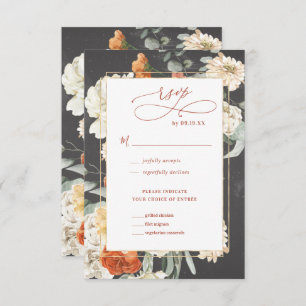 Boho Dark Floral HochzeitsrSVP RSVP Karte