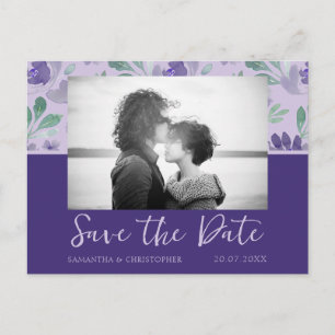 Boho Dark Lila Save the Date Hochzeit Postkarte