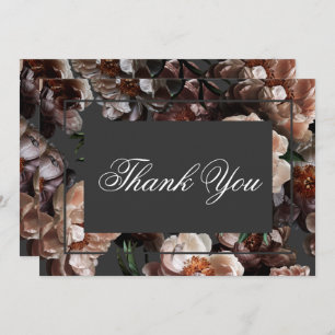 Boho Dark Peony Blume Moderne Hochzeit Dankeskarte
