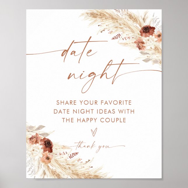 Boho Date Night Ideas | Terracotta Pampas Grass Poster (Vorne)