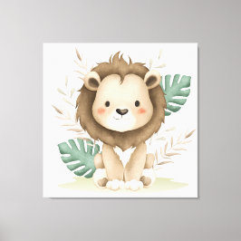 Boho Decor Lion & Blätter Leinwanddruck