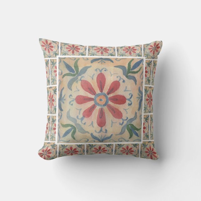 Boho Decorative Tile (florale) Kissen (Vorderseite)