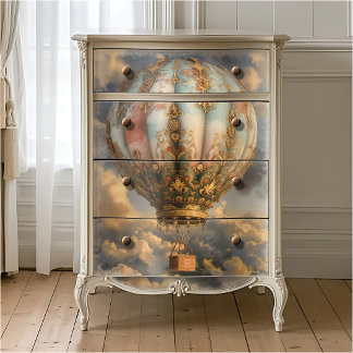 Boho Decoupage Dekoriert Vintage Heißluftballon Seidenpapier