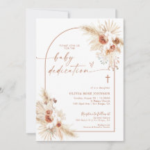 Boho Dedication-Einladung | Pampas Grass Boho Tauf