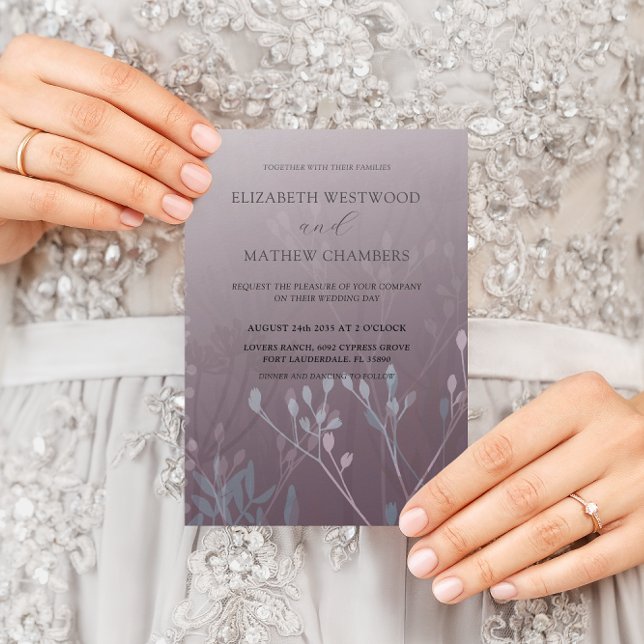 Boho Deep Lila Foliage Hochzeit Einladung (Von Creator hochgeladen)