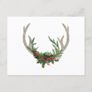 Boho Deer Antlers Rustikale Weihnachtsblume Feiertagspostkarte