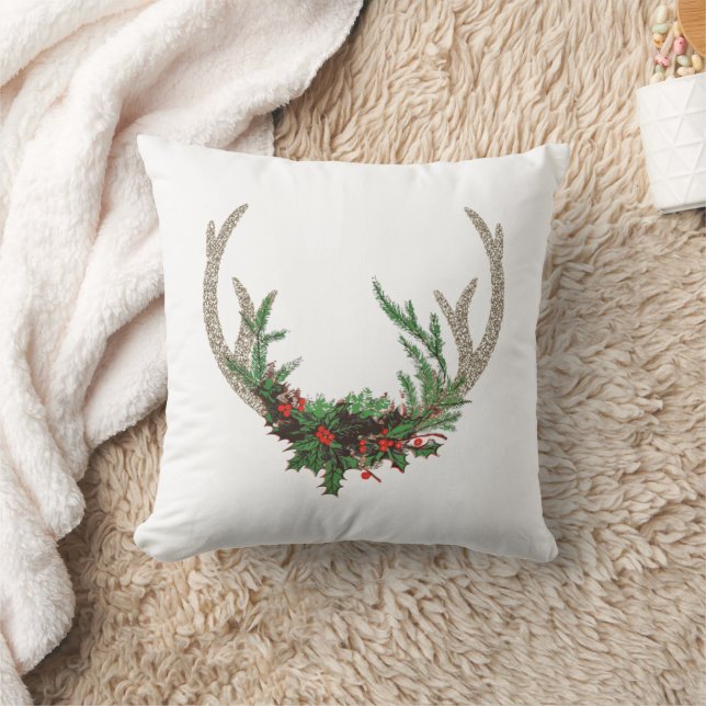 Boho Deer Antlers | Rustikale Weihnachtsblume Kissen (Decke)