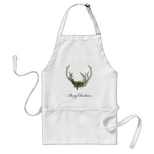 Boho Deer Antlers Rustikale Weihnachtsblume Schürze