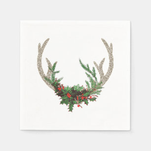 Boho Deer Antlers Rustikale Weihnachtsblume Serviette