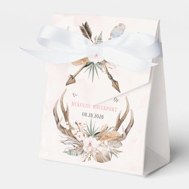 Boho Deer Antlers und Florals Brautparty Geschenkschachtel (Vorderseite)